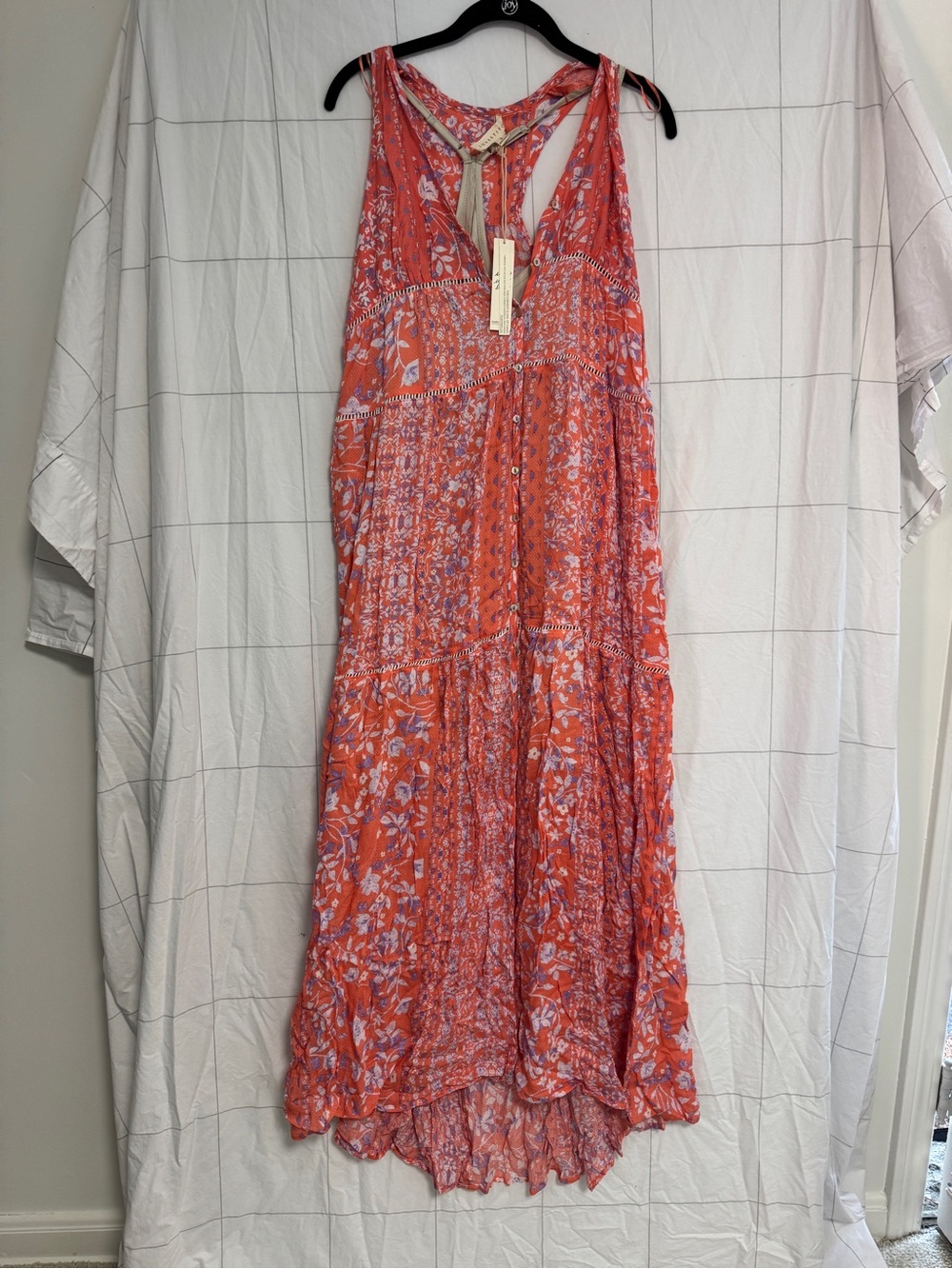 NWT Lovestitch Floral Tiered V-Neck Sundress in Coral